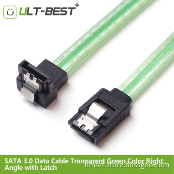 50CM SATA 3.0 III SATA3 7pin Data Cables 6Gb/s SSD Right Angle Cable HDD Hard Disk Drive Cord Cabo Transparent Green Color